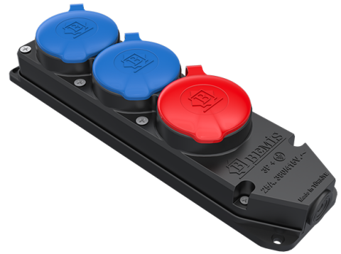 Bemis Kauçuk 1 Trifaze (3x25a) +  2 Monofaze (1x16) Üçlü Grup Priz BK6-2504-4613