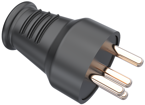 Bemis 3x25A Kauçuk Düz Fiş IP44 380 Volt BK1-2504-4011