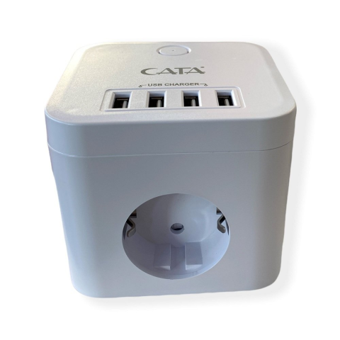 Cata Akım Korumalı Rubik 3' Lü Grup Priz 4 Usb'li 1,5 Mt Kablolu Ct-3002