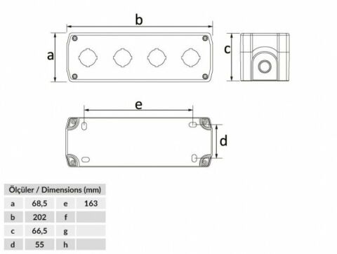 Bemis Dörtlü Buton Kutusu Siyah IP44 BT3-4000-0002