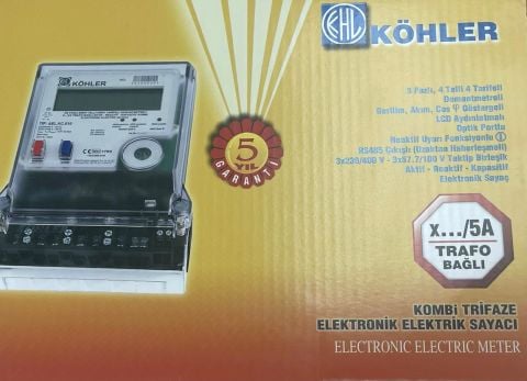 Köhler Çift Yönlü Kombi Trifaze Elektronik Elektrik Sayacı AEL KC 810