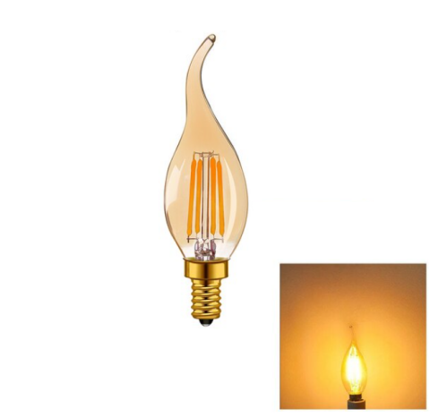 Cata 4W Sarı Işık Amber Rustik Kıvrık Led Ampul E14 Duylu ct-4281