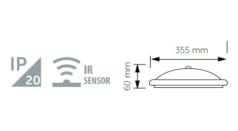 İnoled 18w Sensörlü Led Glop Tavan Armatürü Beyaz Işık 5145-01