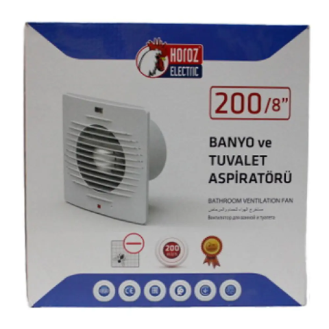 Horoz 200'lük 20 CM Pimaş Banyo ve Tuvalet Aspiratör Havalandırma Fanı