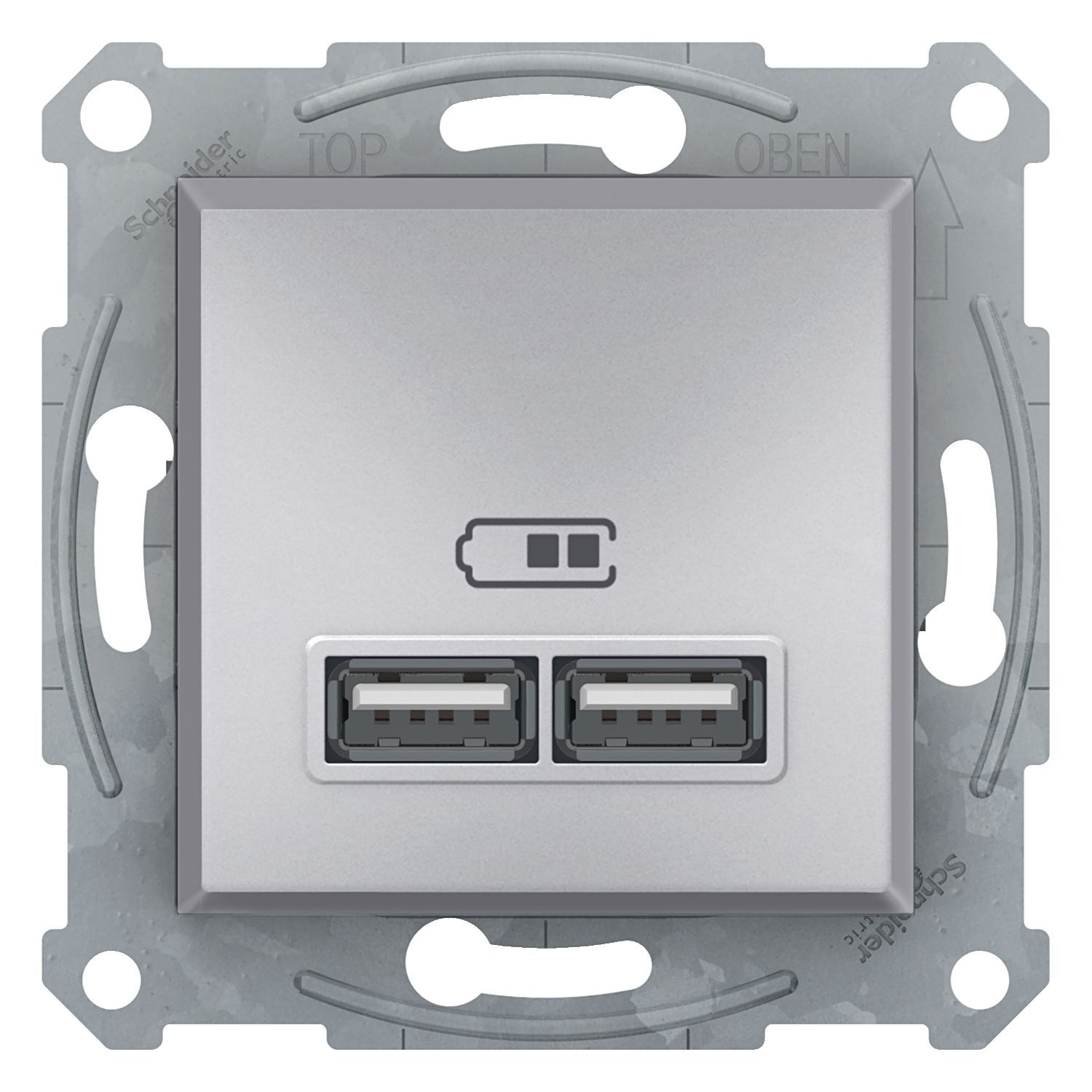 Schneider Asfora Plus Alüminyum USB Şarj Prizi 2.1A Type A Çerçevesiz - EPH2700261