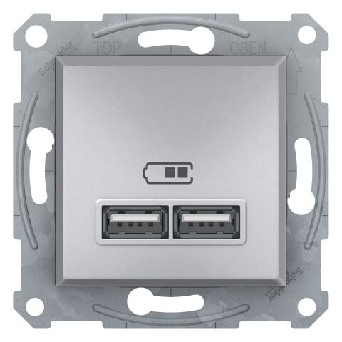Schneider Asfora Plus Alüminyum USB Şarj Prizi 2.1A Type A Çerçevesiz - EPH2700261