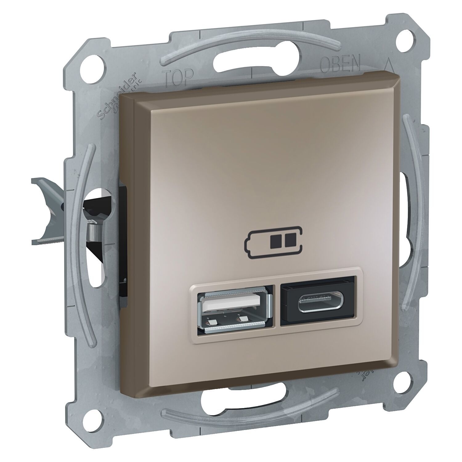 Schneider Asfora Plus Bronz USB Şarj Prizi 2.4A Type A+C Çerçevesiz - EPH2700369