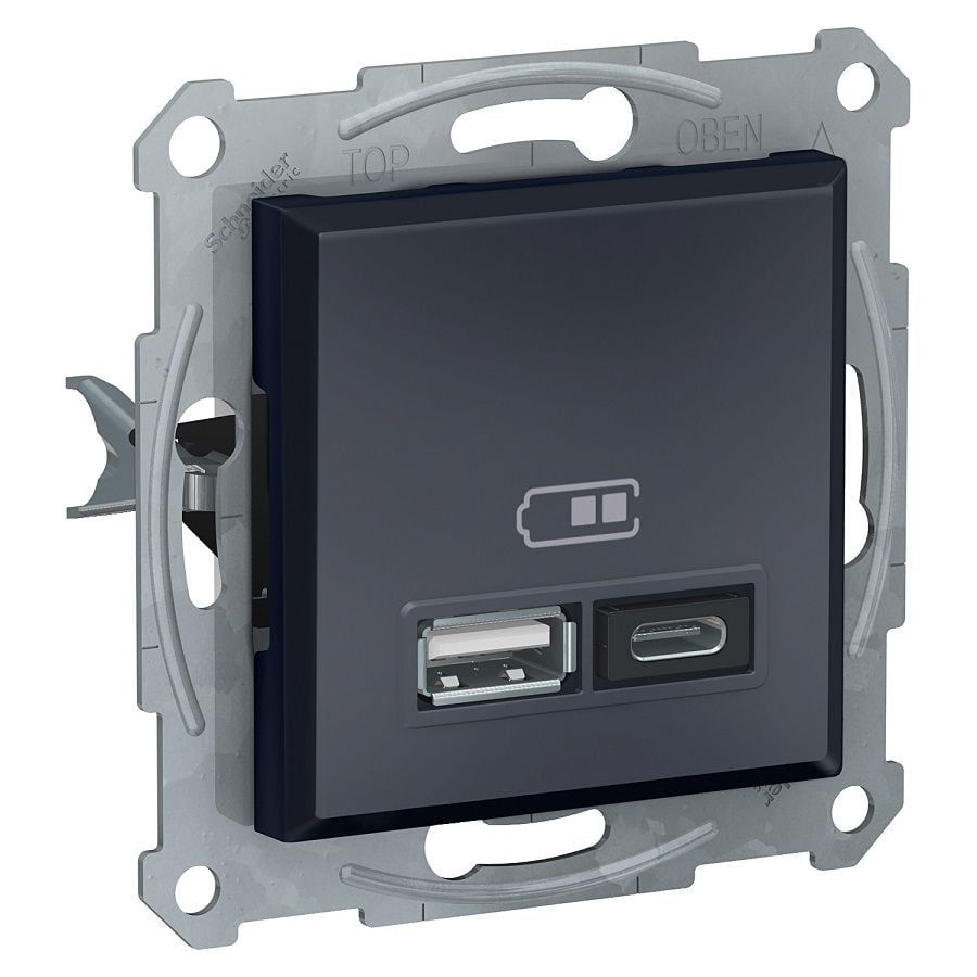 Schneider Asfora Plus Antrasit USB Şarj Prizi 2.4A Type A+C Çerçevesiz - EPH2700371