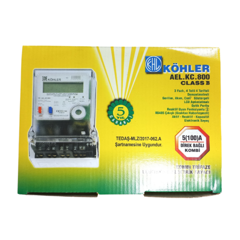 Köhler Direk Bağlı Kombi Trifaze Elektronik Elektrik Sayacı AEL KC 020-1 (AELKC800)